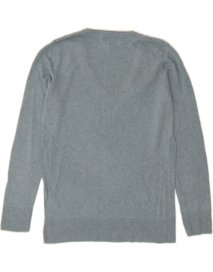 EDDIE BAUER Womens V-Neck Jumper Sweater UK 14 Medium Blue Cotton Vintage Eddie Bauer and Second-Hand Eddie Bauer from Messina Hembry 