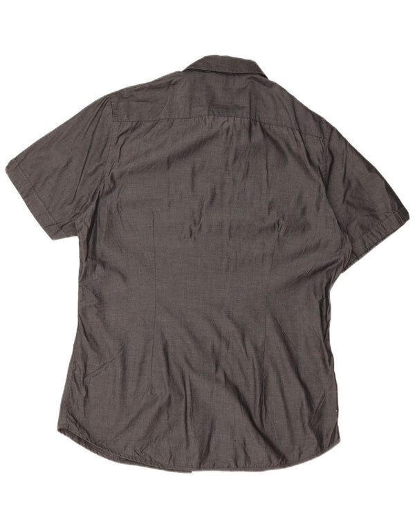 Męska koszula slim fit z krótkim rękawem CALVIN KLEIN, duża, szara, bawełniana