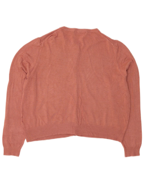 Marks & Spencer Krótki sweter damski UK 16, duży, różowy, wiskoza