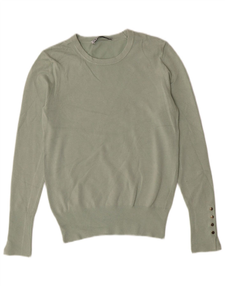 Damski sweter z okrągłym dekoltem Zara UK 12 Średni zielony wiskoza