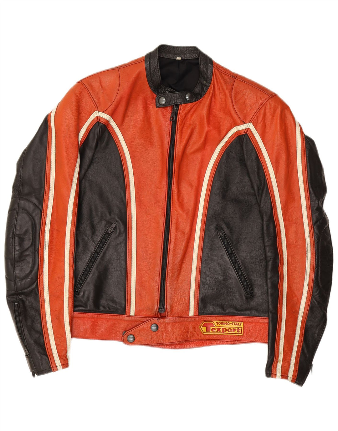 Damska skórzana kurtka racer w stylu vintage IT 52 2XL w kolorze czerwonym