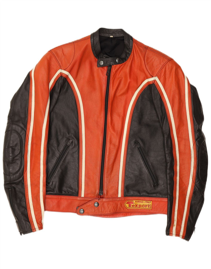Damska skórzana kurtka racer w stylu vintage IT 52 2XL w kolorze czerwonym
