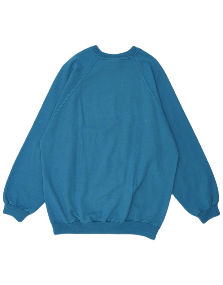 Męska bluza z grafiką w stylu vintage, średnia niebieska bawełniana w stylu retro