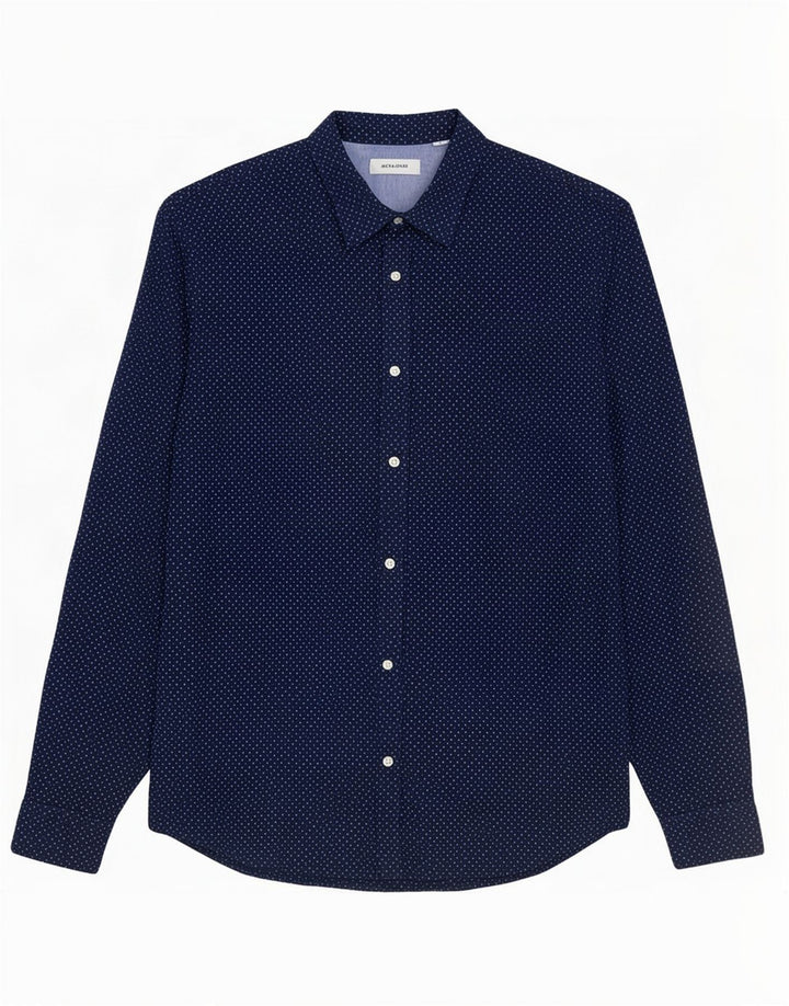 Koszula męska Jack & Jones, średnia, granatowa, bawełniana w cętki
