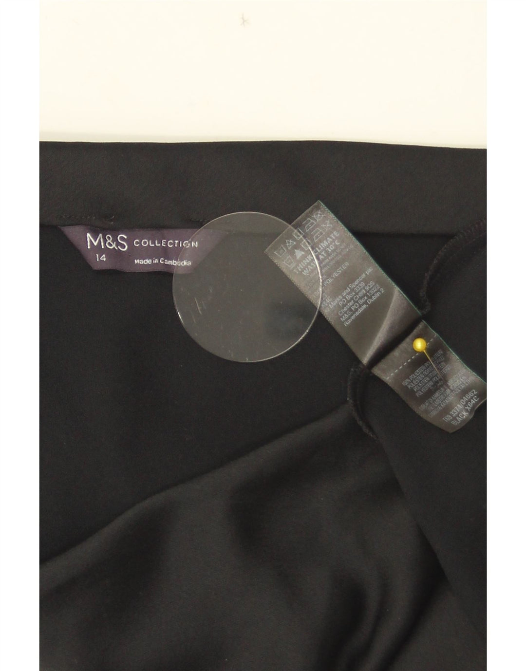 Marks & Spencer Damska spódnica w kształcie litery A UK 14, duża, W33, czarna, poliester