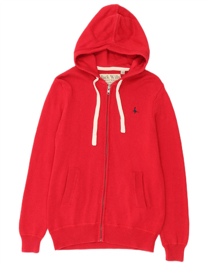 Jack Wills Męski sweter z kapturem, mały, czerwony, bawełniany