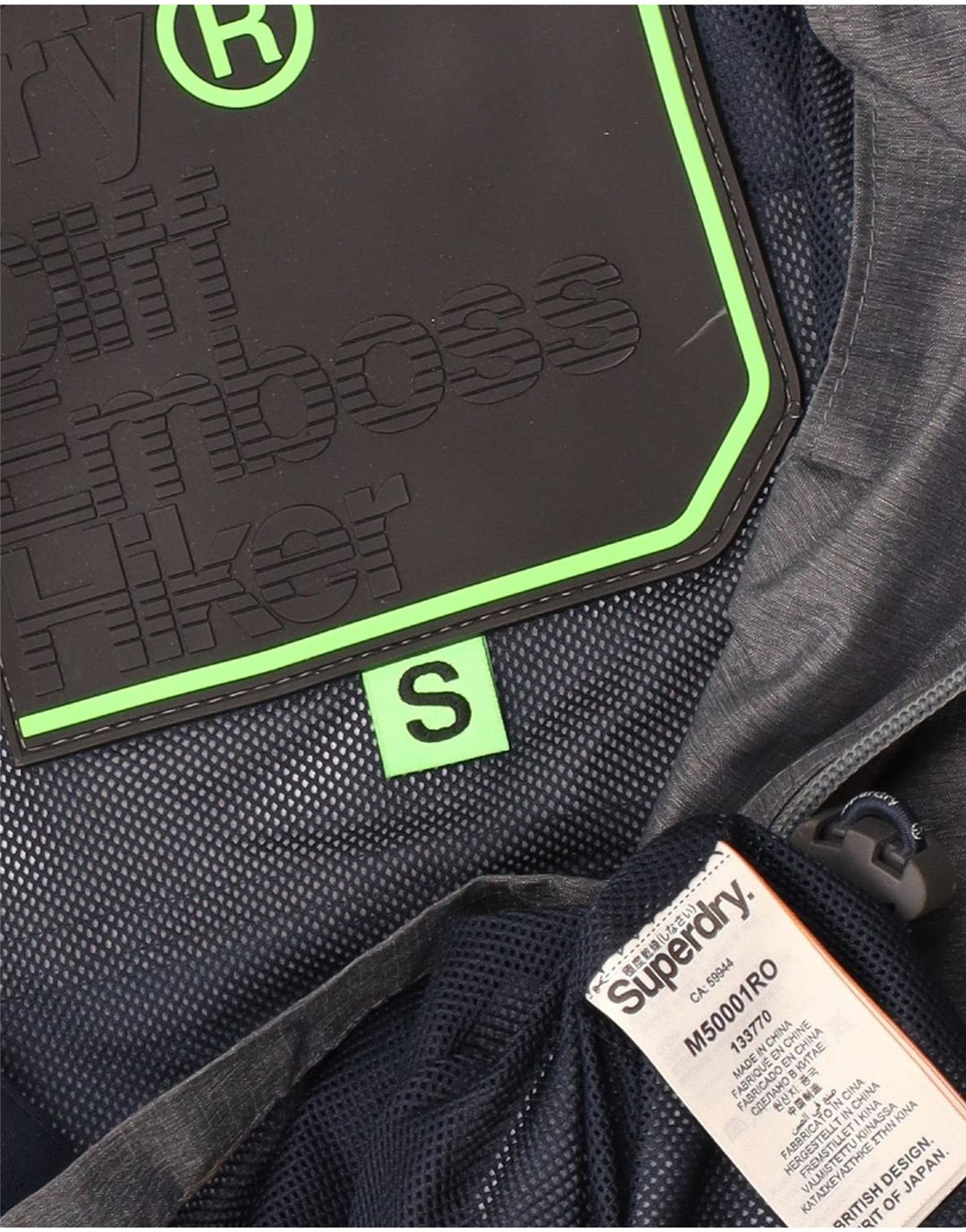 Męska kurtka przeciwdeszczowa z kapturem Superdry UK 36, mała, szary nylon