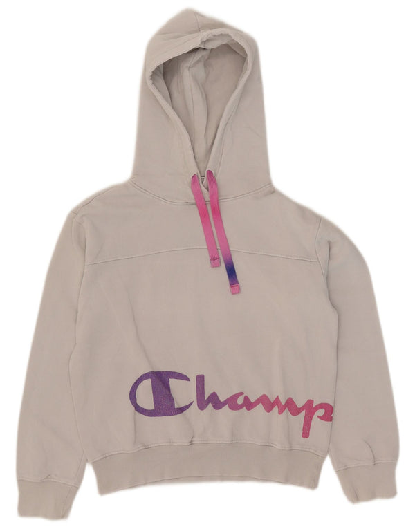 Damska bluza z kapturem Champion Graphic Oversize UK 6 XS Biała bawełna