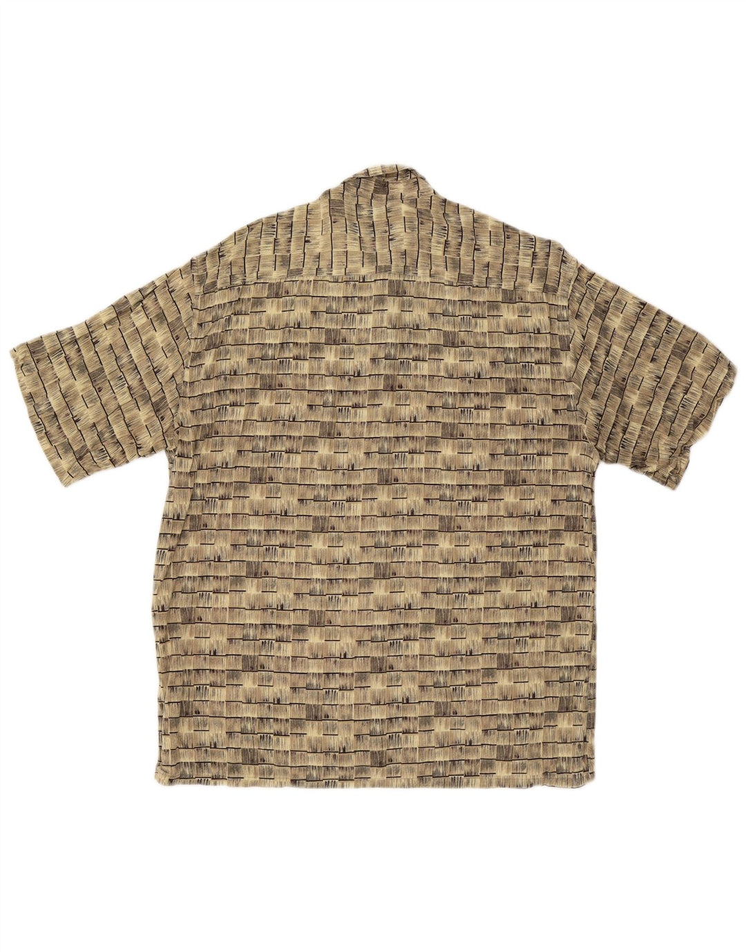 Koszula męska z krótkim rękawem w stylu vintage, duża, beżowa, ze sztucznego jedwabiu w paski