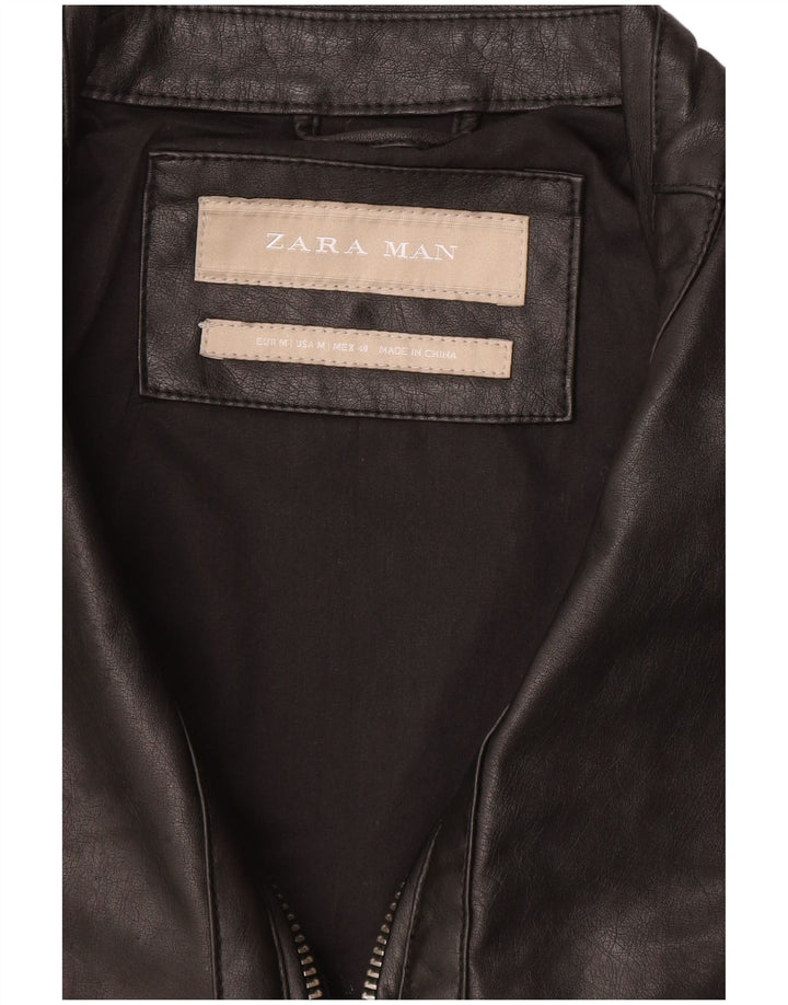 Męska kurtka skórzana Zara UK 38, średnia czarna