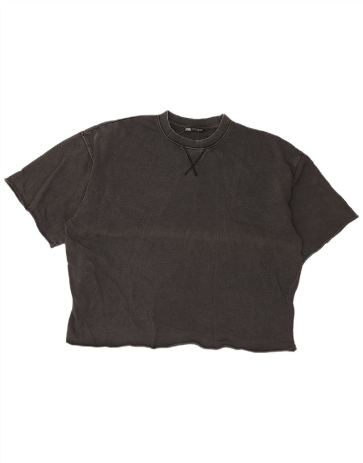 Damska koszulka oversize Zara Top UK 10 Small, szara bawełna