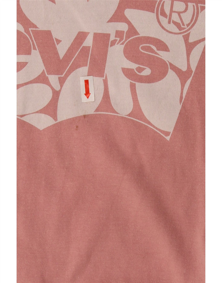 LEVI'S Womens Graphic T-Shirt Top UK 12 Medium Pink Cotton Vintage Levi's and Second-Hand Levi's from Messina Hembry 