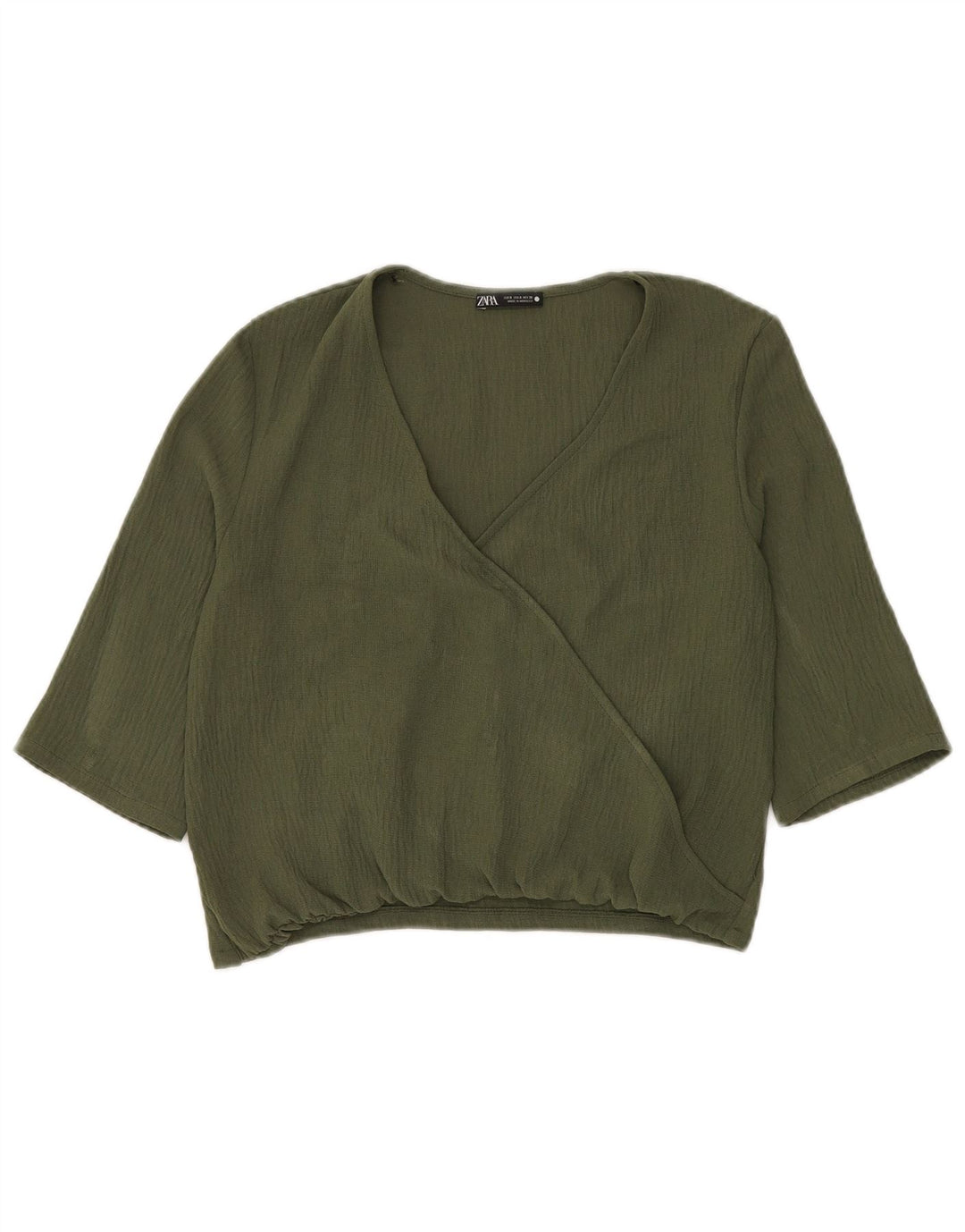 Damski krótki top Zara z rękawem 3/4, UK 10, mały, zielony