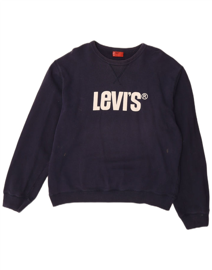 Męska bluza z grafiką LEVI'S, duża, granatowa, bawełniana