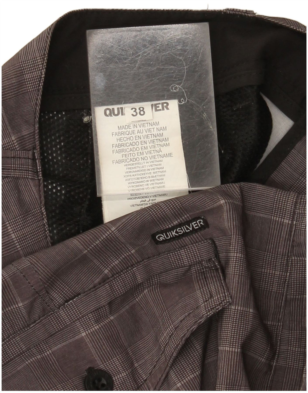 Męskie spodenki chino Quiksilver W38 XL Szary poliester w pepitkę