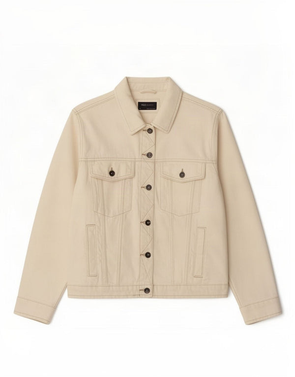 Marks & Spencer Damska kurtka dżinsowa UK 24 4XL Off White Cotton