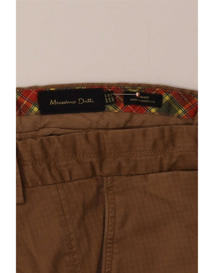 Męskie spodnie cargo Chino Massimo Dutti EU 44 Large W34 L33 Brązowa kratka