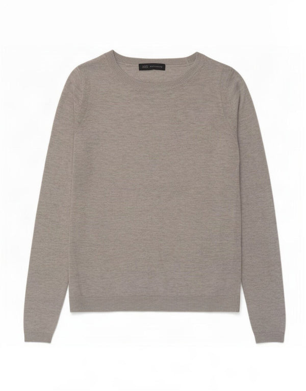 Marks & Spencer Damski sweter z dekoltem w łódkę, UK 8, mały, szary, bawełniany