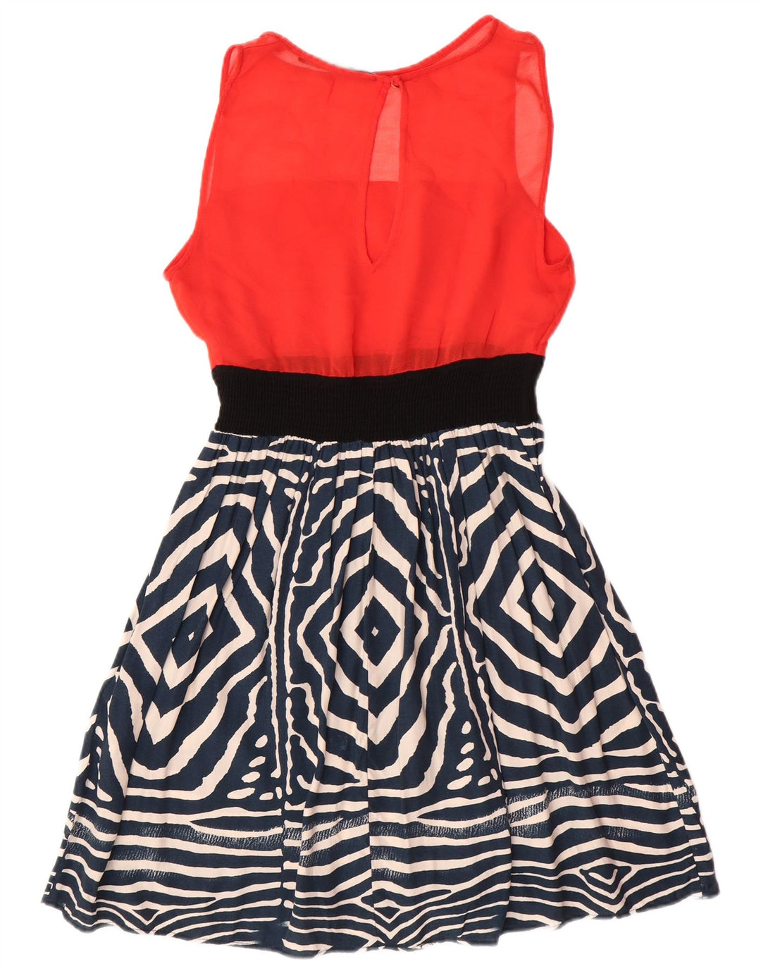 Damska podstawowa sukienka o linii A bez rękawów Zara UK 12 Średnia czerwona geometryczna nowoczesna