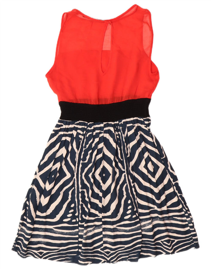 Damska podstawowa sukienka o linii A bez rękawów Zara UK 12 Średnia czerwona geometryczna nowoczesna