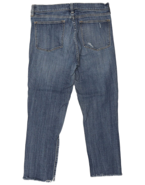 Damskie jeansy J. CREW w trudnej sytuacji, przycięte W28 25, niebieska bawełna