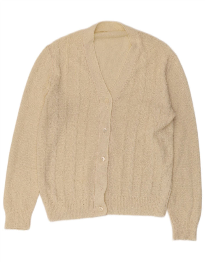 Sweter damski w stylu vintage, kardigan UK 14, średni beż