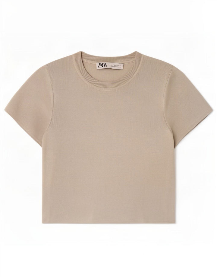 Damski krótki top Zara UK 14 Large, szara wiskoza