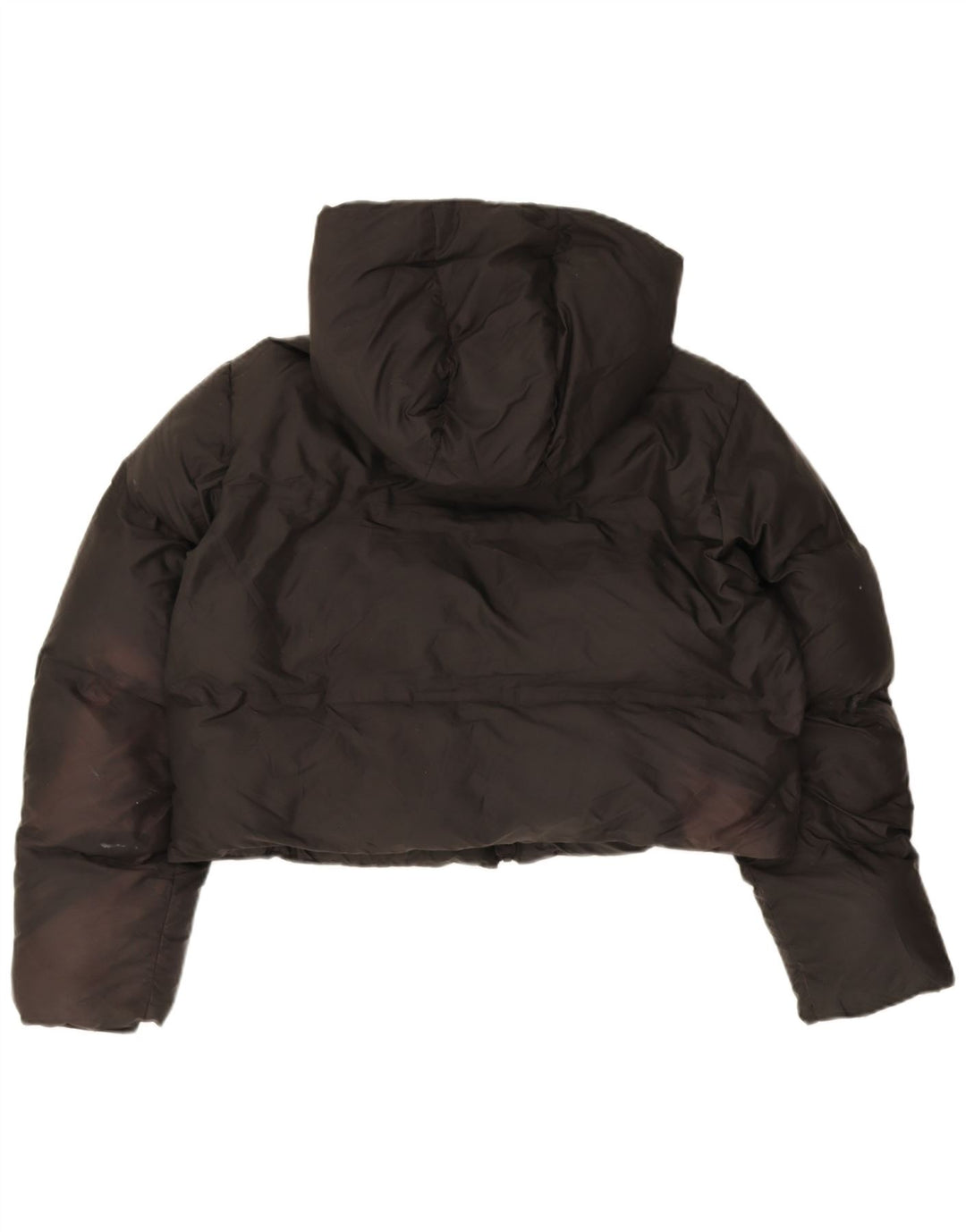 Damska, krótka kurtka z kapturem, obszerna, wyściełana Zara UK 10, mała, czarna, poliester