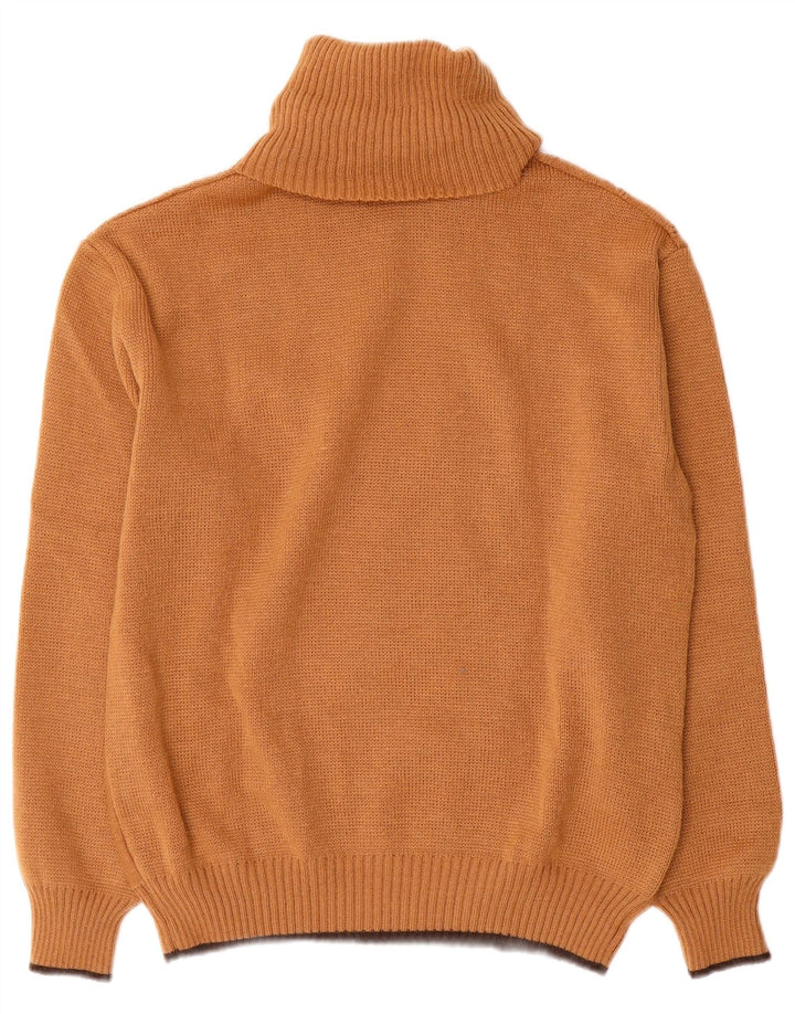 Vintage damski sweter z golfem IT 50 XL brązowy poliakryl