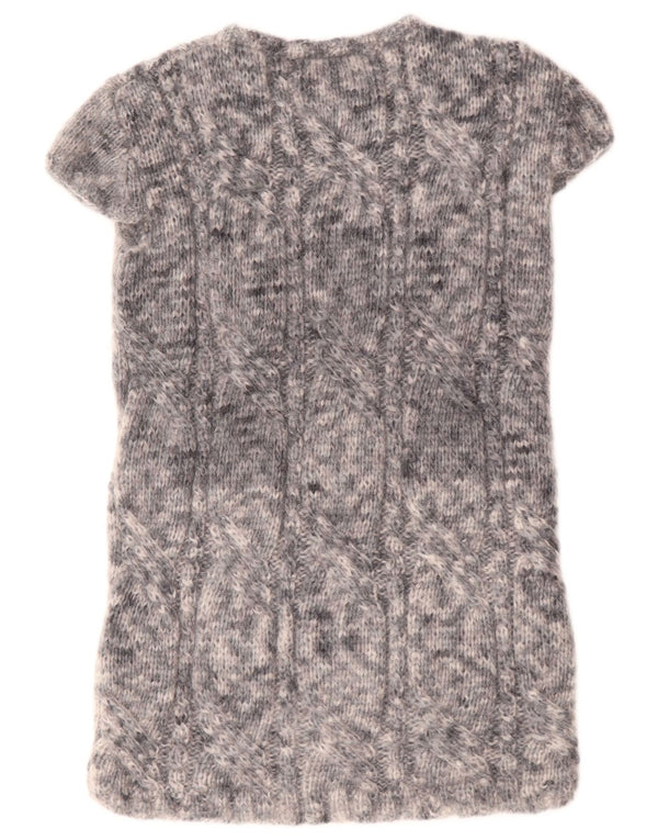 Vintage Womens Short Sleeves Jumper Dress UK 10 Small Grey Flecked