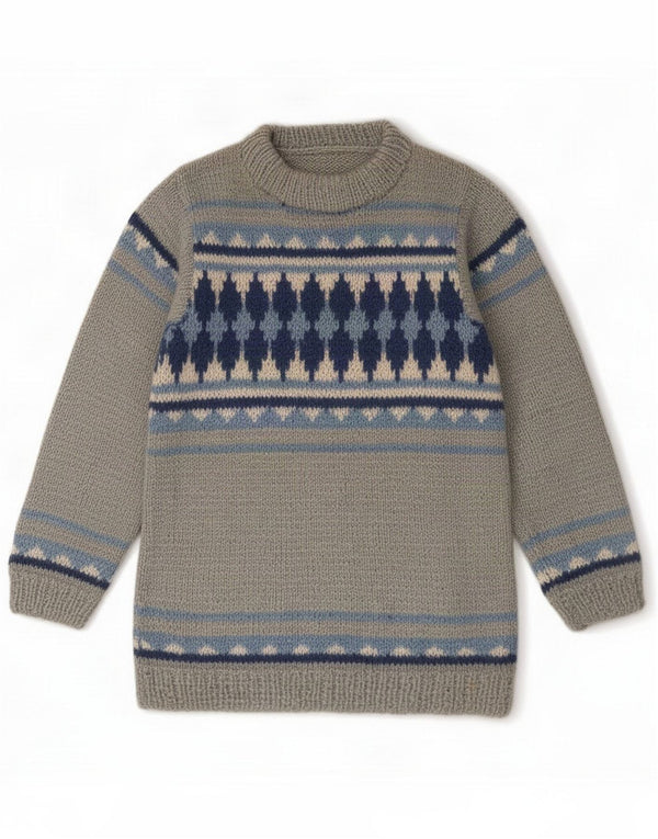 Vintage damski sweter z golfem UK 10 Small Blue Fair Isle