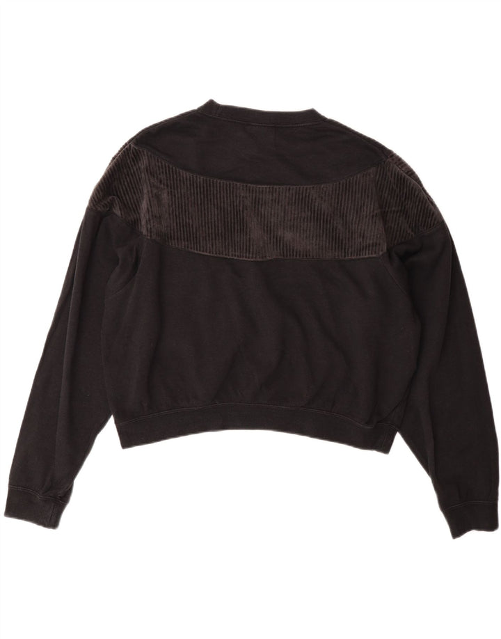 NIKE Womens Oversized Crop Sweatshirt Jumper UK 14 Medium Black Cotton