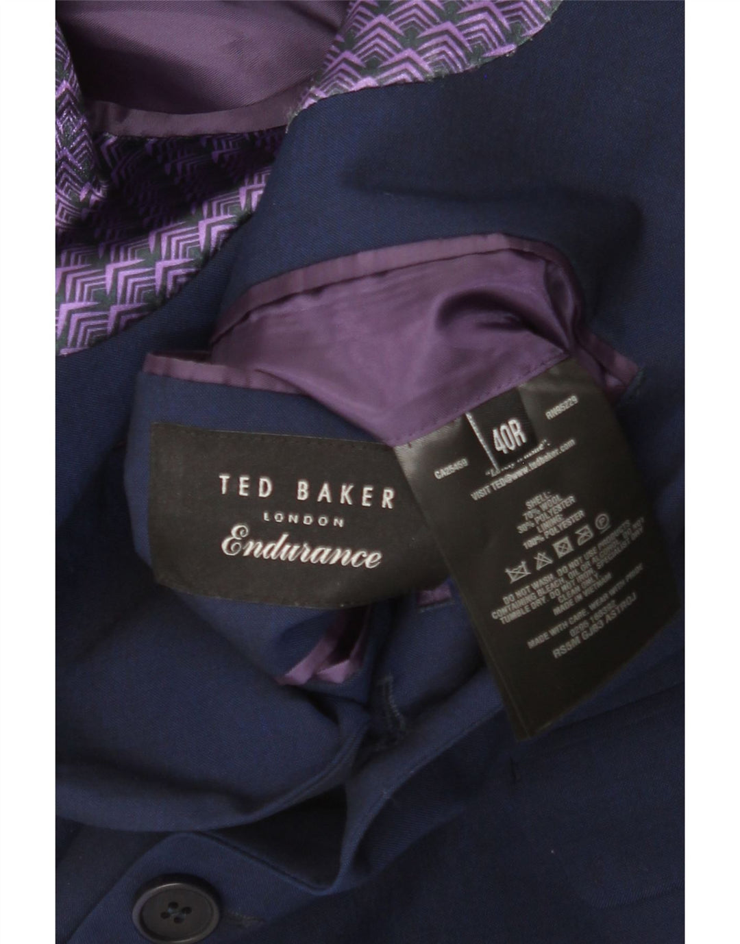 Męska marynarka zapinana na 2 guziki Ted Baker UK 40, duża, granatowa, wełniana