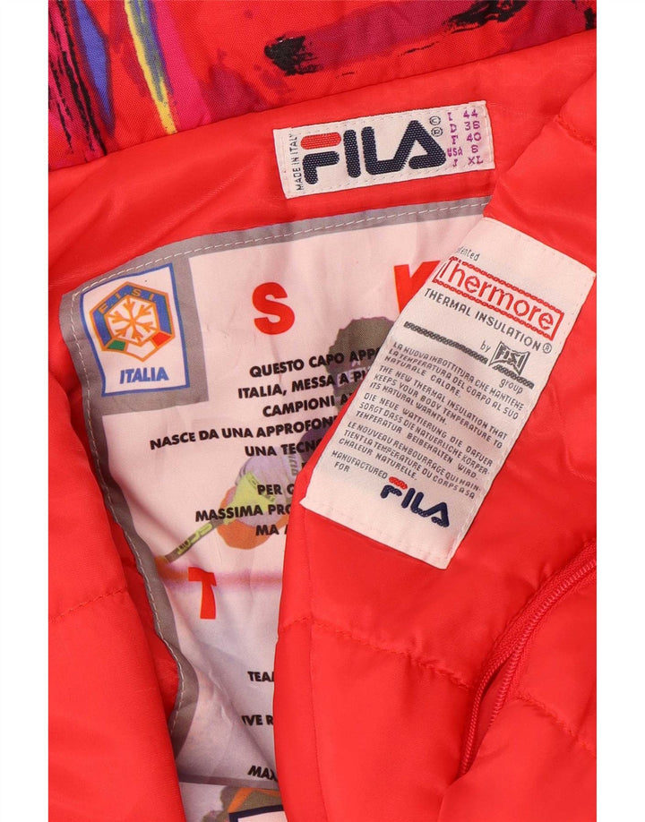 Damski kombinezon narciarski Fila z kapturem IT 44 w kolorze średnio czerwonym, geometryczny