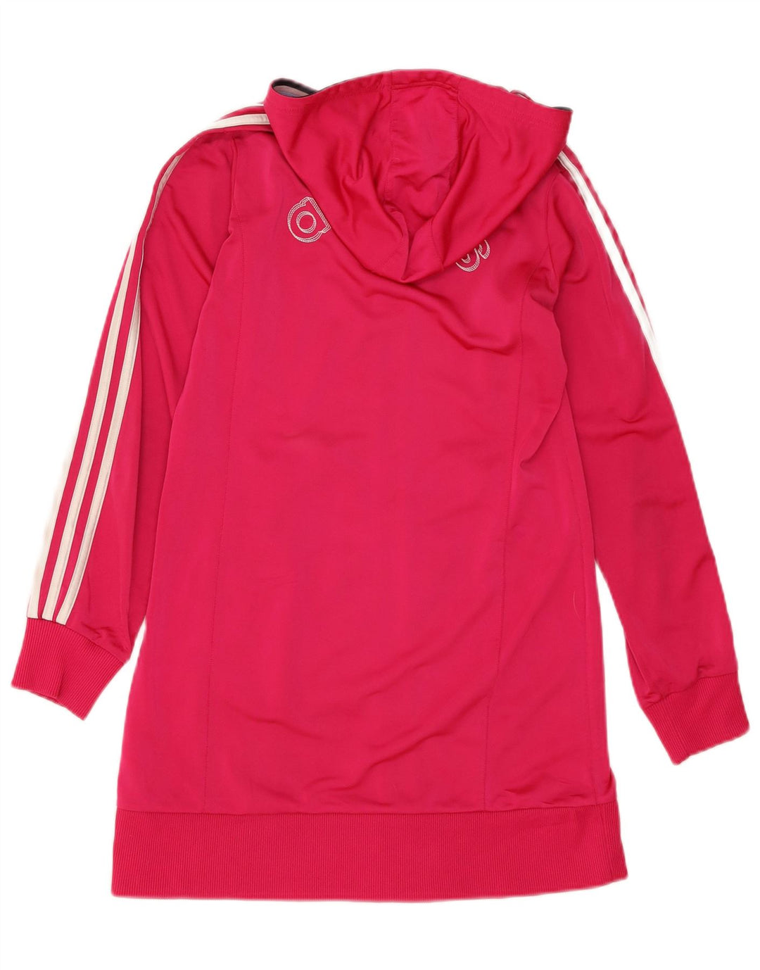 ADIDAS Womens Zip Hoodie Sweater UK 12 Medium Pink Polyester