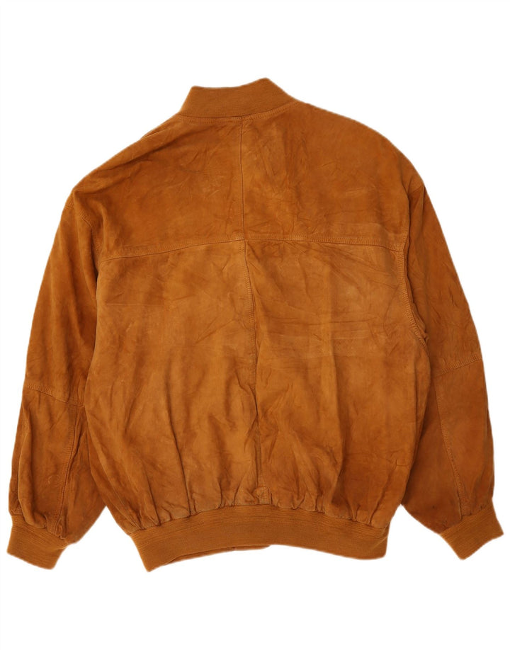 Vintage męska zamszowa kurtka bomber UK 42 XL brązowa skóra