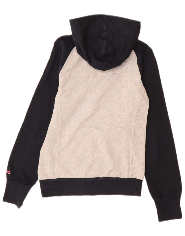 Damski sweter z kapturem i zamkiem błyskawicznym Nike UK 10, mały, szary, z blokami kolorów