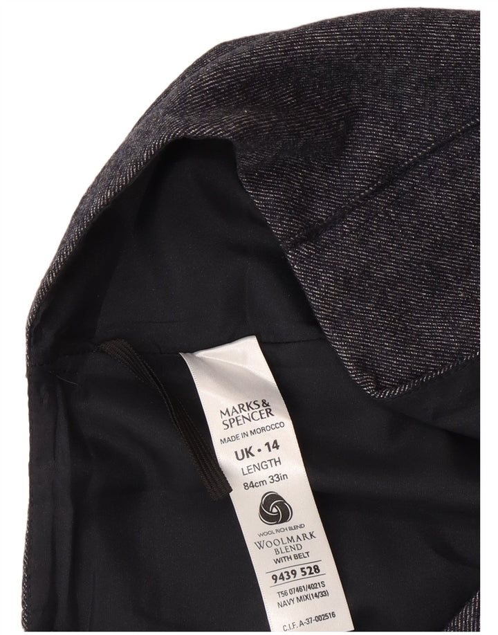 Marks & Spencer Damska spódnica midi UK 14 Medium W30 Granatowa wełna