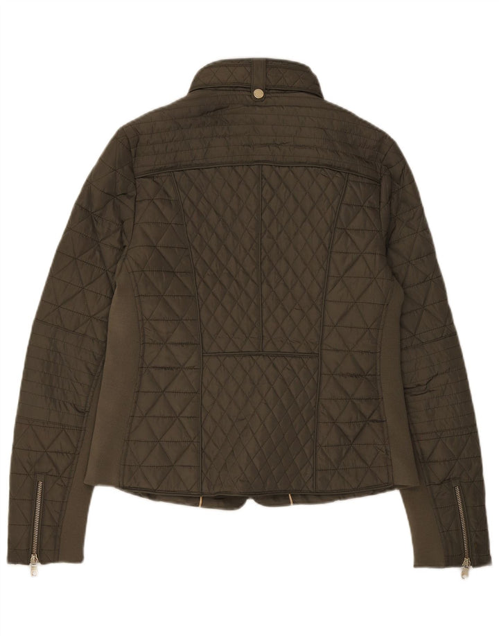Marks & Spencer Damska pikowana kurtka UK 14, duża, khaki, poliester