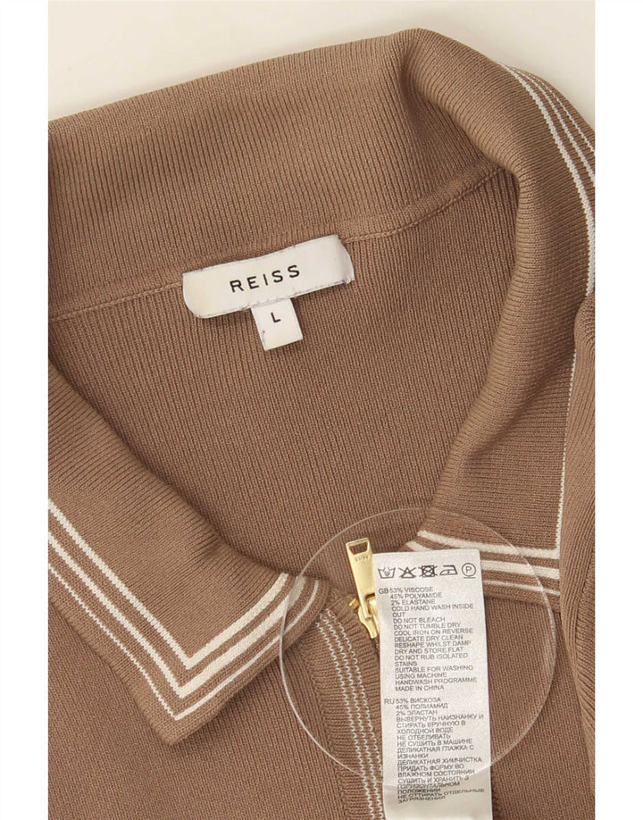 Męski sweter rozpinany Reiss, duży, brązowy, wiskoza