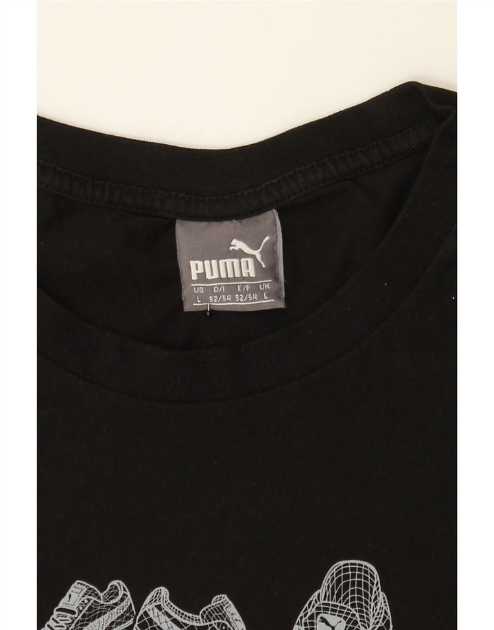 PUMA Mens Graphic T-Shirt Top Large Black Vintage Puma and Second-Hand Puma from Messina Hembry 
