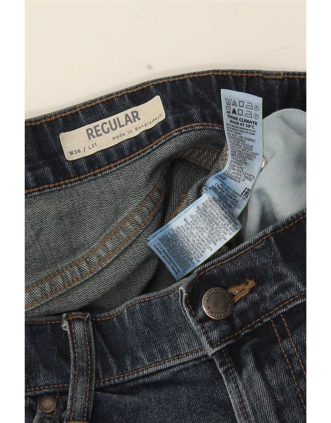 Męskie jeansy Marks & Spencer Regular Straight W36 L31 Niebieskie, bawełniane