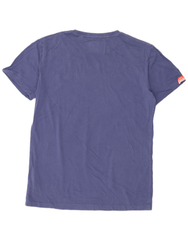 SUPERDRY Męski T-shirt Top Średni Niebieski Bawełniany