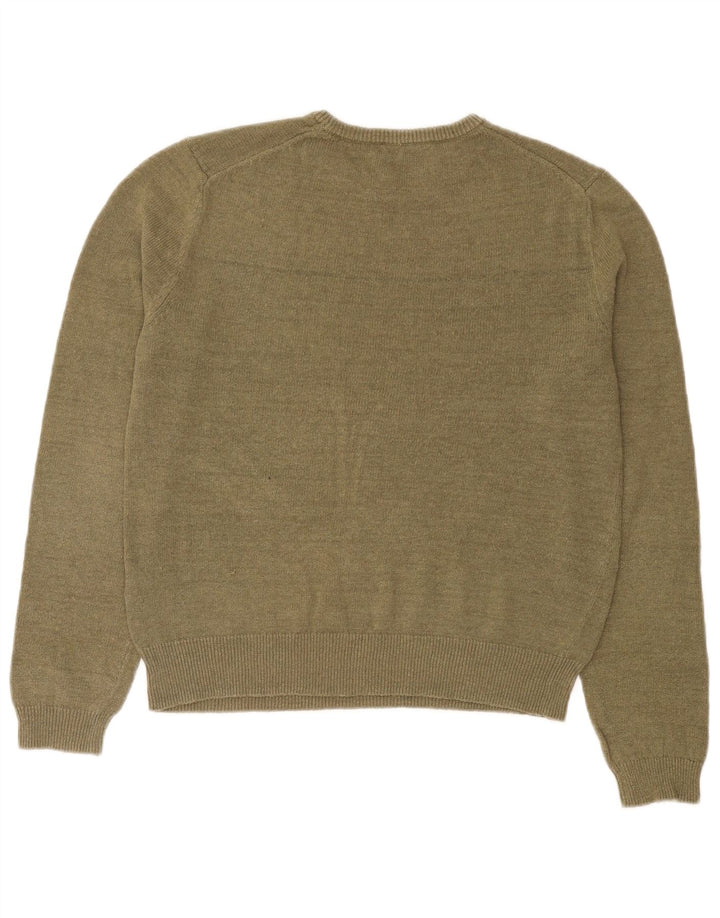 Damski sweter Zara z okrągłym dekoltem, UK 14, średnia bawełna khaki