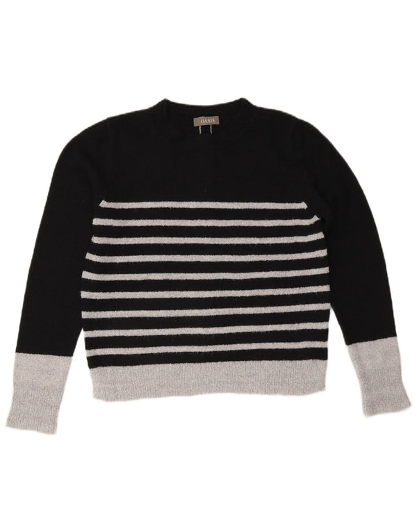 Sweter damski Oasis z okrągłym dekoltem UK 14, średni czarny akryl w paski