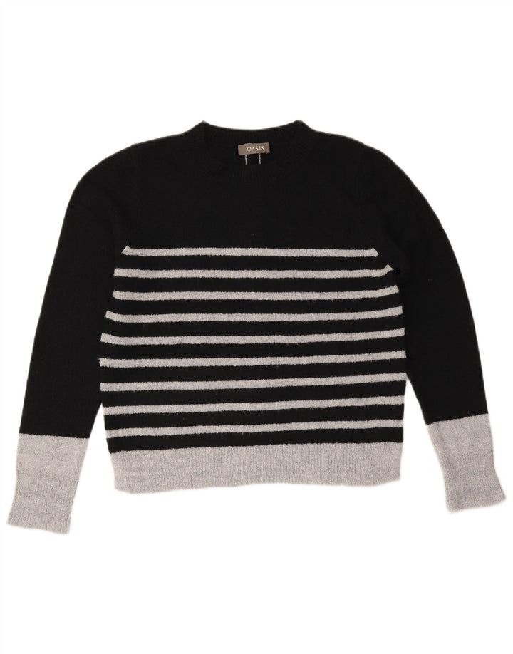 Sweter damski Oasis z okrągłym dekoltem UK 14, średni czarny akryl w paski