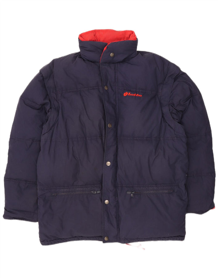 LOTTO Mens Loose Fit Reversible Padded Jacket UK 38 Medium Navy Blue