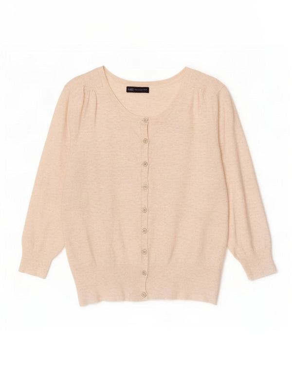 Marks & Spencer Damski sweter bolerko z rękawem 3/4 UK 12, średni beż nakrapiany