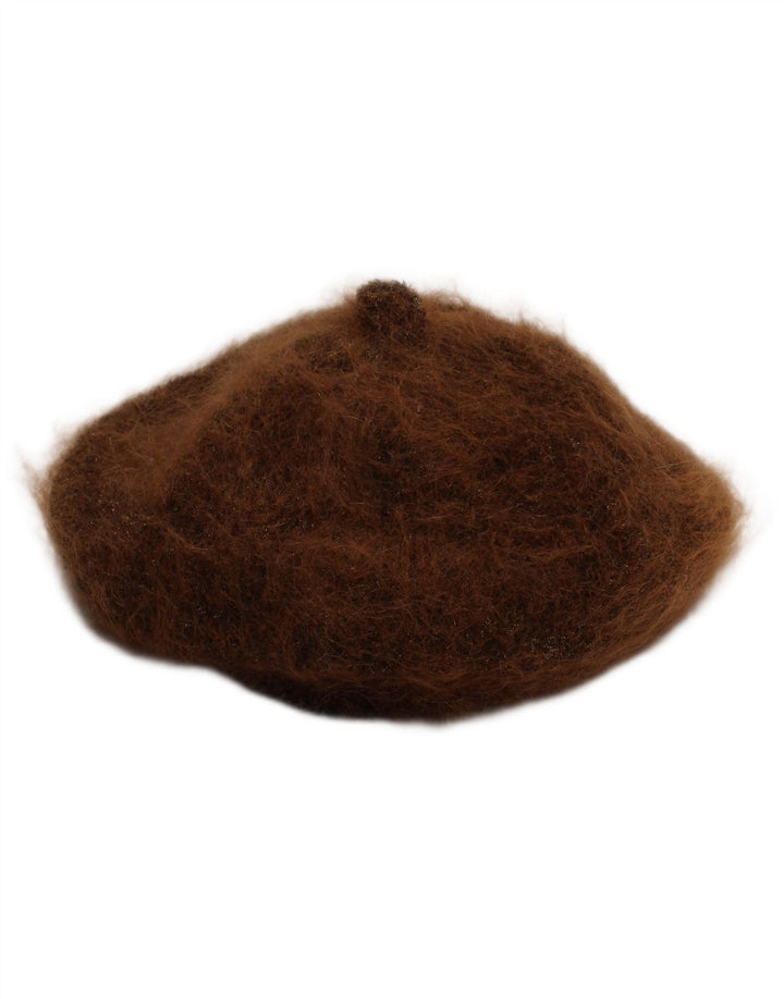 Vintage damski beret w kolorze średniobrązowym, klasyczny