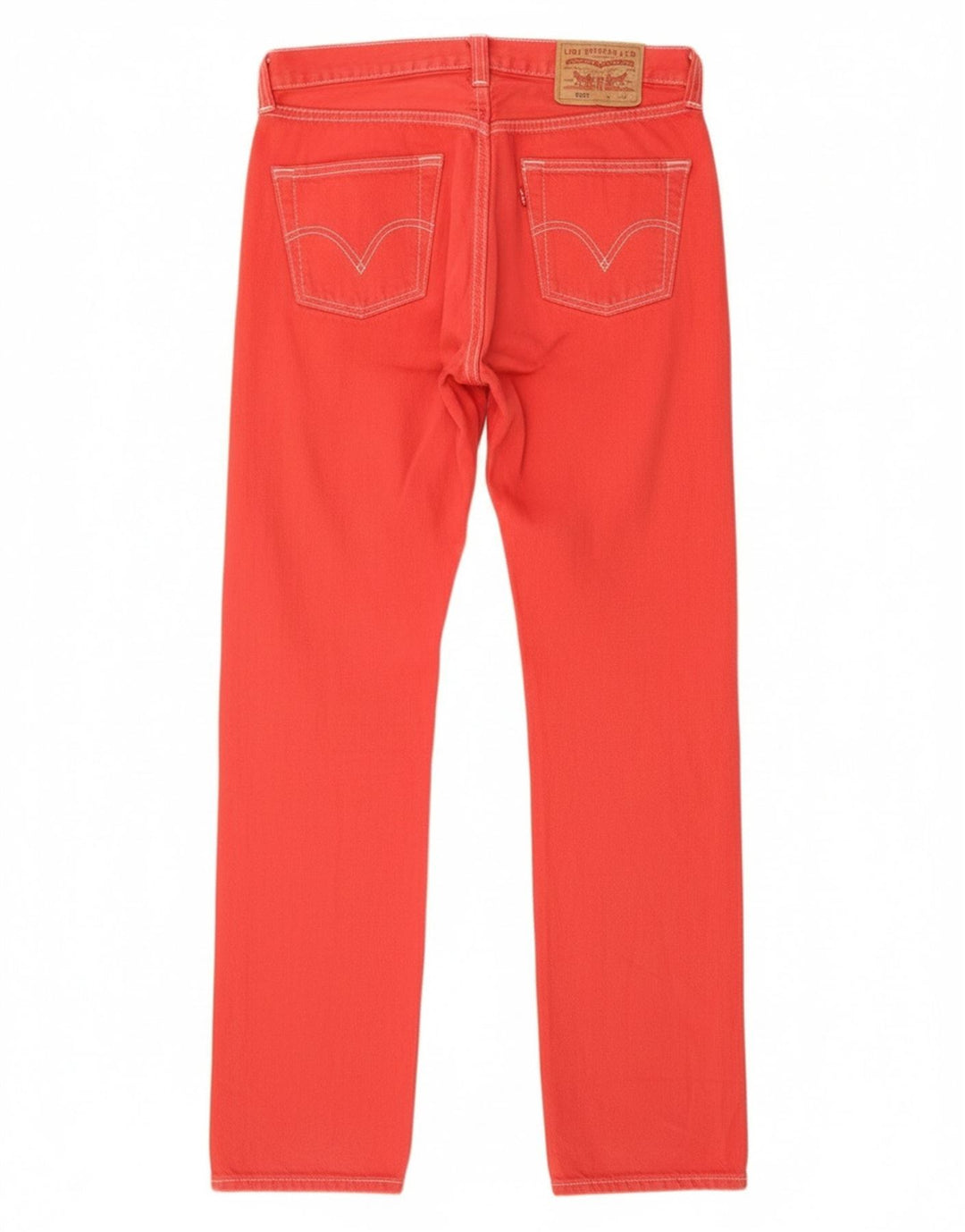 Damskie jeansy Levi's 501 Straight W29 L32 Czerwone bawełniane